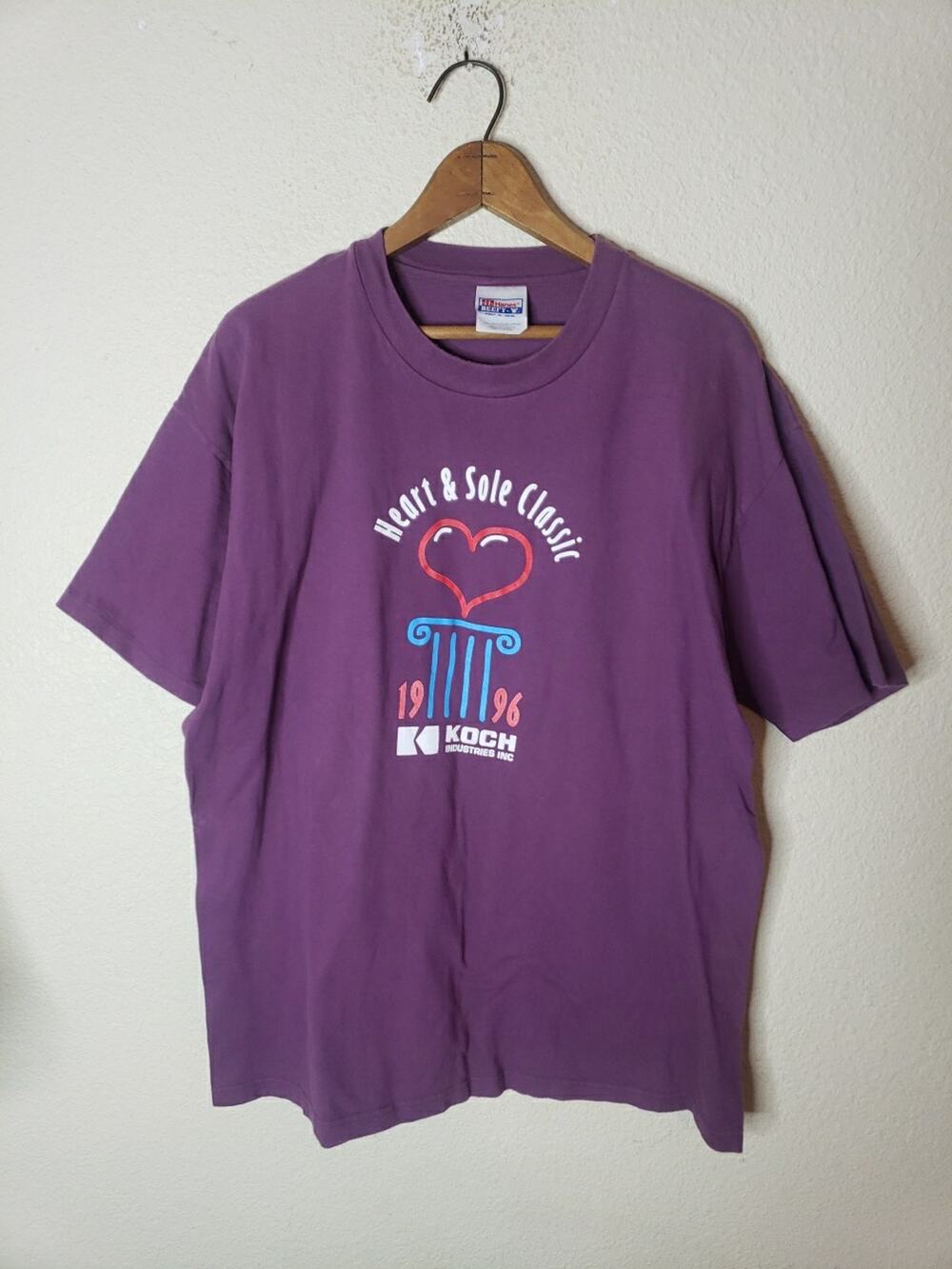 VINTAGE 90s 1993 Shirt XL Single Stitch purple Classic Running TEAM KOCH